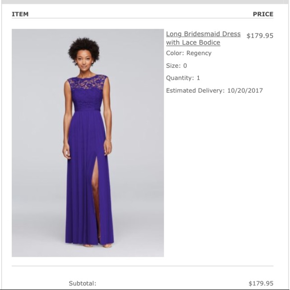 David’s Bridal Long Bridesmaid/Prom Dress - Picture 3 of 6